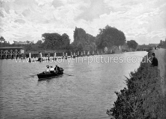 The River Thames and Molesey Weir, East Molesey. c.1890's